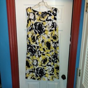 Floral Sleeveless Dress - Yellow and Black